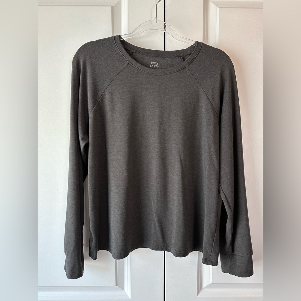 Cozy Earth Women's Ultra-Soft Bamboo Pullover Crew Charcoal (Size XL)